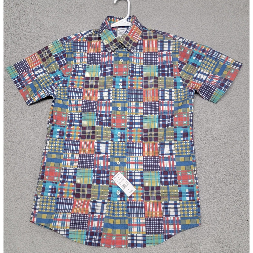 Brooks‎ Brothers Shirt Mens Small Short Sleeve Multicolor Madras Patchwork Plaid
